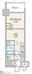 Alivis五反野 1DKの間取図画像