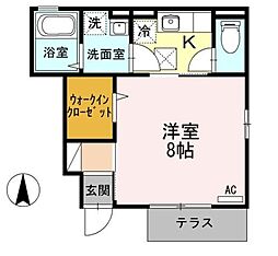 エテルノ・ルナA 1Kの間取図画像