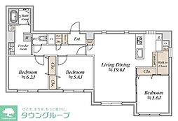アブレスト西日暮里 3LDKの間取図画像