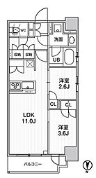 SEASONFLATS菊川WEST 2LDKの間取図画像