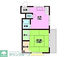 八十吉コーポ 3階1Kの間取り
