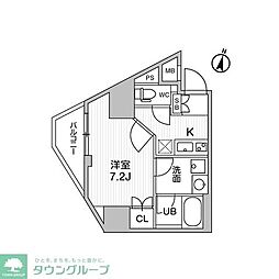 コンフォリア・リヴ千住 8階1Kの間取り