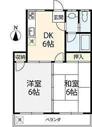 レジデンス大谷田 2DKの間取図画像