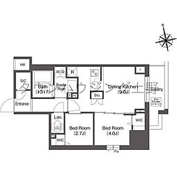 JR山手線 上野駅 徒歩9分の賃貸マンション 5階2DKの間取り