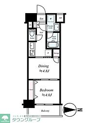 日神デュオステージ蔵前ＮＥＸＴ 12階1DKの間取り