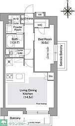 コンフォリア・リヴ文京護国寺 1LDKの間取図画像