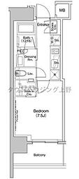 ザ・パークハビオ元浅草プレイス 1Kの間取図画像
