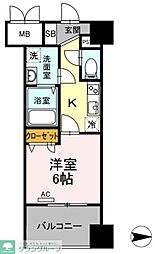 トリオマーレ蔵前 1Kの間取図画像