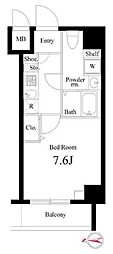 グランスカイ町屋 1Kの間取図画像
