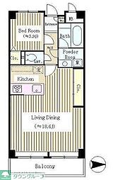 朝日白山マンション 1LDKの間取図画像