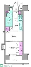 レジディア文京本郷 2Kの間取図画像