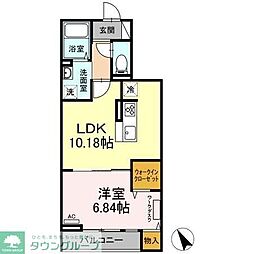 アンジュール新田 1LDKの間取図画像