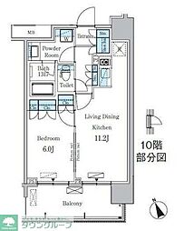 ParkAxis浅草・田原町 1LDKの間取図画像