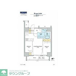 プラウドフラット日暮里 2LDKの間取図画像