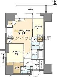 HF上野レジデンスEAST 2LDKの間取図画像