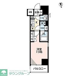プレール・ドゥーク西浅草 1Kの間取図画像
