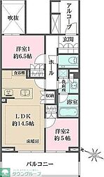 本郷パークハウスザ・プレミアフォート 2LDKの間取図画像