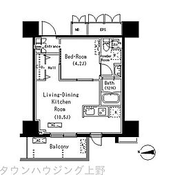 ParkAxis元浅草STAGE 1LDKの間取図画像