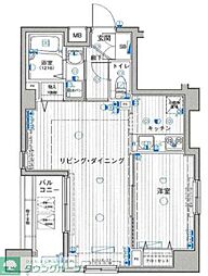 パークウェル浅草弐番館 1LDKの間取図画像