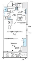 RESIDIA大手町北 1LDKの間取図画像