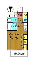 ファインアドレス新御徒町 ワンルームの間取図画像