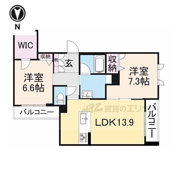 ヴィアソーレ　ベレオ 201｜奈良県大和郡山市筒井町(賃貸マンション2LDK・2階・67.78㎡)の写真 その2