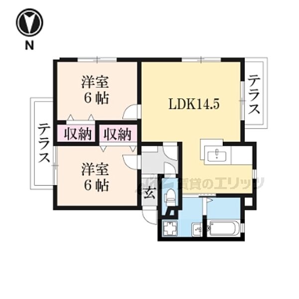 プレジデンス紀寺 101｜奈良県奈良市南紀寺町２丁目(賃貸アパート2LDK・1階・59.83㎡)の写真 その2