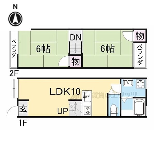 大阪府枚方市船橋本町２丁目(賃貸一戸建2LDK・2階・43.76㎡)の写真 その2