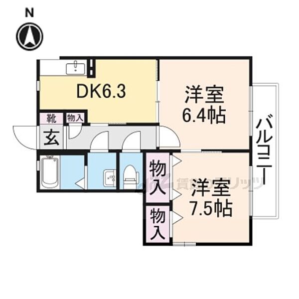 グラシューズ雅 203｜奈良県橿原市別所町(賃貸アパート2DK・2階・48.66㎡)の写真 その2