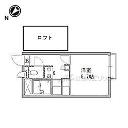 レオパレスＹＯＵ池沢 2階1Kの間取り