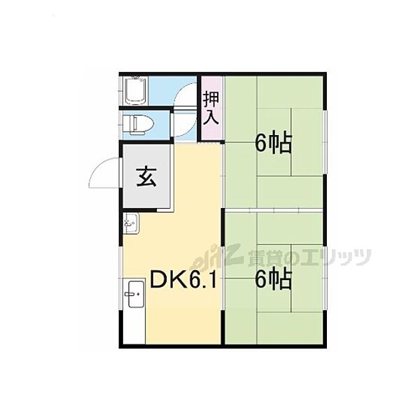 木田ハイツ 201｜奈良県大和郡山市城北町(賃貸アパート2DK・2階・39.74㎡)の写真 その2