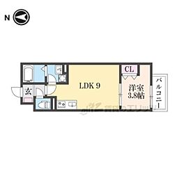 近鉄橿原線 筒井駅 徒歩4分の賃貸アパート 3階1LDKの間取り