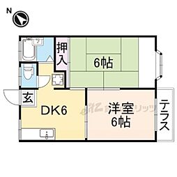 フォレストコート 2階2DKの間取り