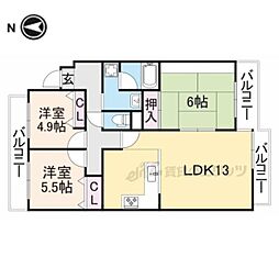 ユニーブル富雄 3LDKの間取図画像