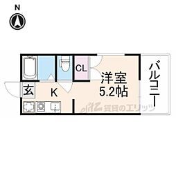 コーポMone 1Kの間取図画像