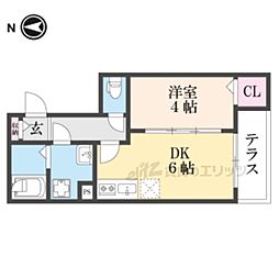 ジーメゾン奈良エルカーサ 1DKの間取図画像