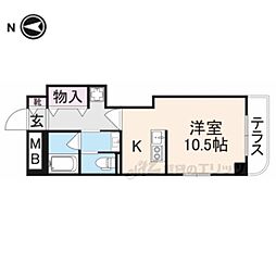 LARIVIEREOKAMOTO ワンルームの間取図画像