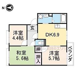 アルカディアB棟 3DKの間取図画像