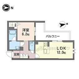 ジェイエイチエスプレミア学園前 1LDKの間取図画像
