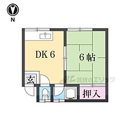 藤川荘 1DKの間取図画像