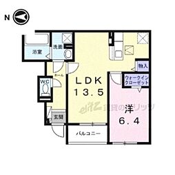 奈良市朱雀3丁目アパート 1LDKの間取図画像