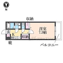 グラディオ新大宮 1Kの間取図画像