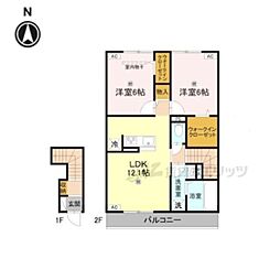 グランヴェール西の京 2LDKの間取図画像