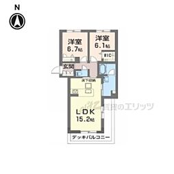 奈良市あやめ池南6丁目マンション 2LDKの間取図画像