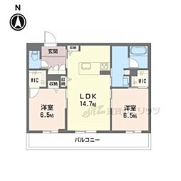 奈良市あやめ池南6丁目マンション 2LDKの間取図画像