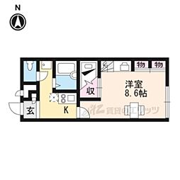 レオパレスブロッサム2 1Kの間取図画像