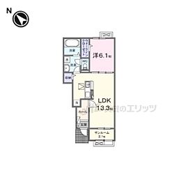 ヴェルデ スリールI 1LDKの間取図画像