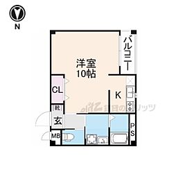 パインヒル ワンルームの間取図画像