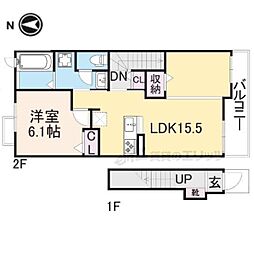 エリタージュ1 1LDKの間取図画像