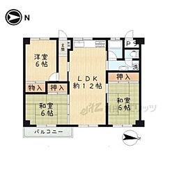 コーポ学園前西棟 3LDKの間取図画像